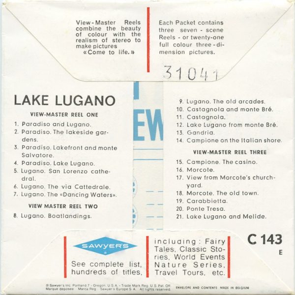 Lake Lugano - View-Master 3 Reel Packet - vintage - C143E-BS6 Sale