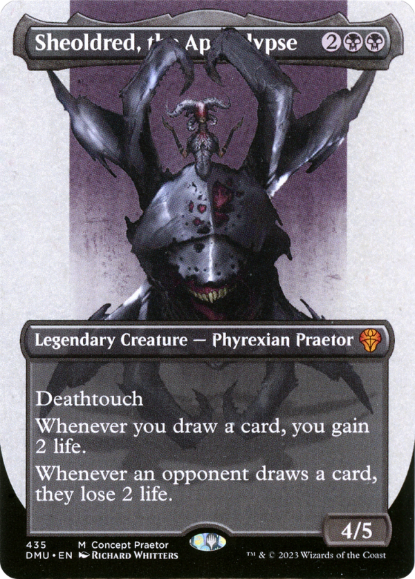 Sheoldred, the Apocalypse (Borderless Concept Praetors) [Phyrexia: All Will Be One] Online